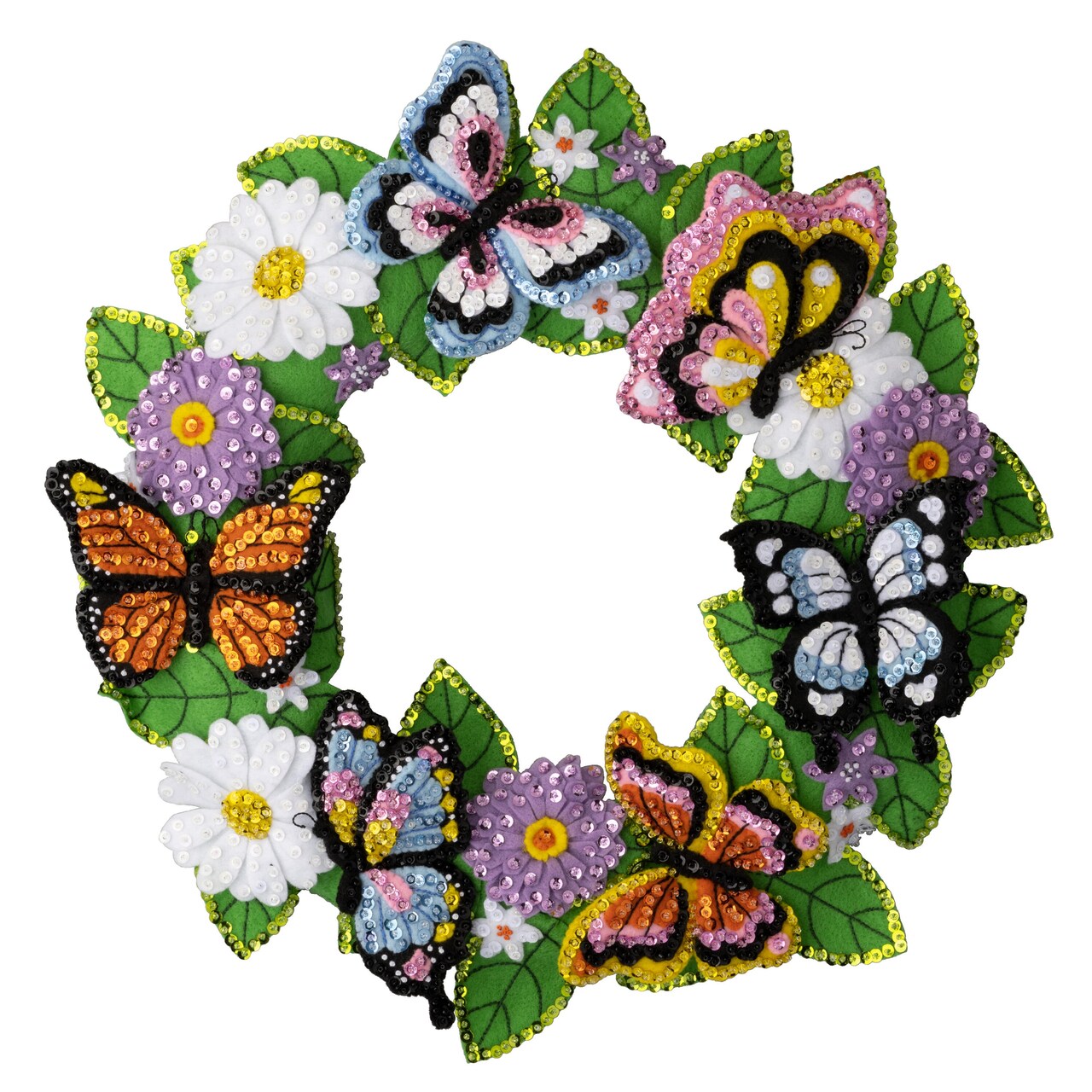 Bucilla Felt Wreath Applique Kit 16.5" Round-Butterfly Bliss